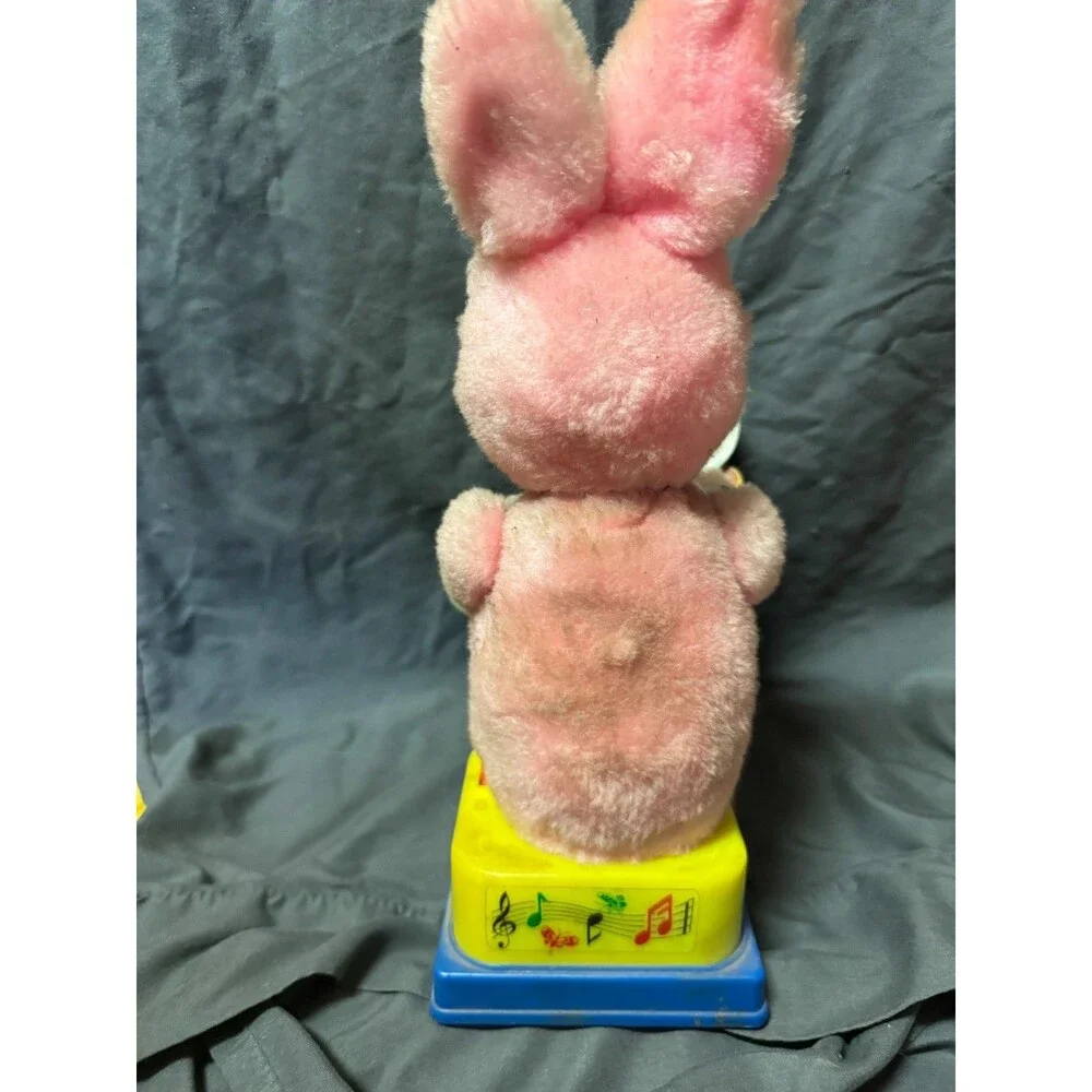 Vintage Son-Ai Toys Japan Pink Bunny Rabbit Drummer Tin Litho Battery Toy Parts